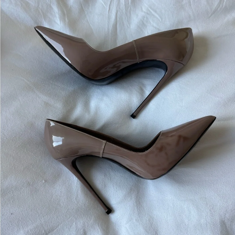 Le Silla Nude Patent Leather Point Toe Heels Size 37 - Picture 6 of 9